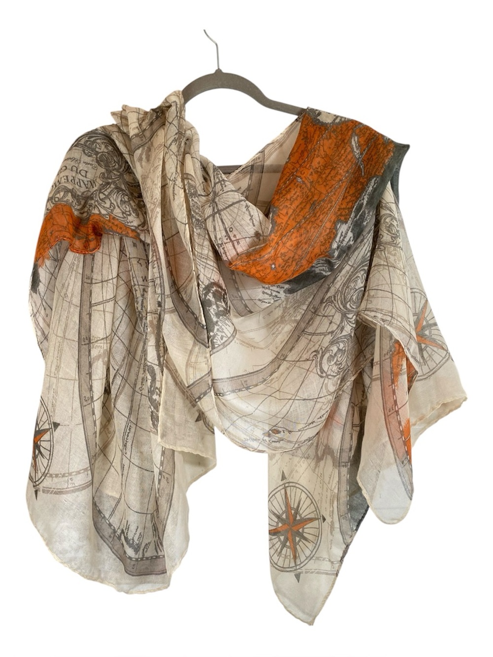 2 CHIC Lightweight Gauze World Map Print Scarf Wrap